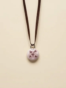 Чокер ручной работы Аннушка на ленточке «Бабочка», керамика, розово-коричневый