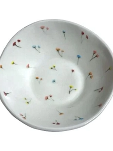 Глубокая тарелка ручной работы «Цветочки», разноцветная, 16 см