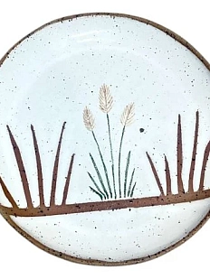 Тарелка ручной работы Трава, керамика, 17 см