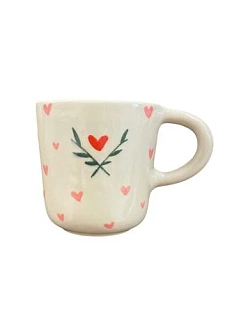 Кружка ручной работы Молис Керамика «Цветы и сердечки», керамика, 300 мл