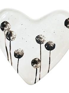 Тарелка в форме сердечка Катя Вебер «Одуванчики», керамика, 13 см