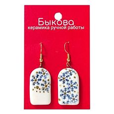 Серьги ручной работы «Синие снежинки»‎, фарфор