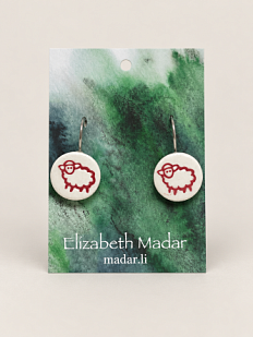 Серьги Elizabeth Madar Овечка, керамика, белые