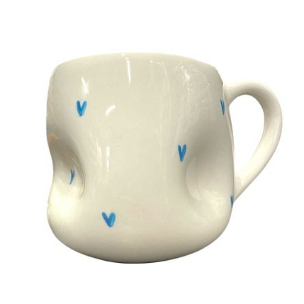 Кружка ручной работы мятая «Любовь - это ты», голубая, керамика, 250 мл, фото 1.