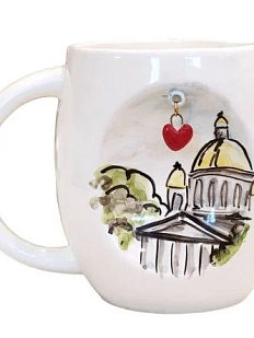 Кружка ручной работы Петербург с подвеской сердечком, керамика, 300 мл