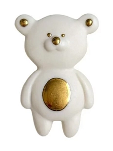 Брошь ручной работы «Мишка», белая, фарфор