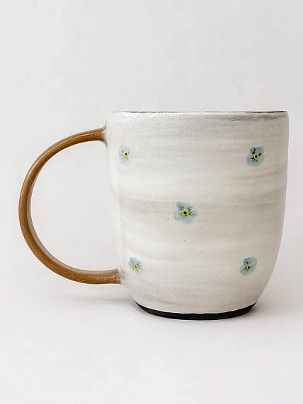 Кружка ручной работы Ким керамика с росписью Лис с незабудками, керамика, 450 мл, фото 3.