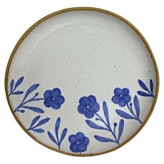 Тарелка ручной работы Незабудки, белая, керамика, 17 см