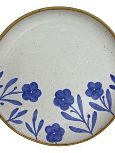 Тарелка ручной работы Незабудки, белая, керамика, 17 см