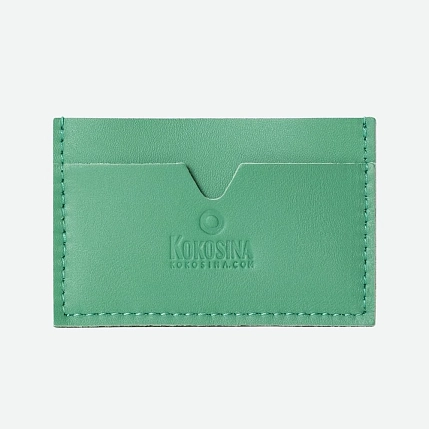 Визитница ручной работы, Kokosina bags, натуральная кожа, ярко-зелёный, фото 1.