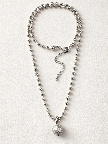 Ожерелье Мигетт, длинное из гематита с шариком, 50 см, фото 1.