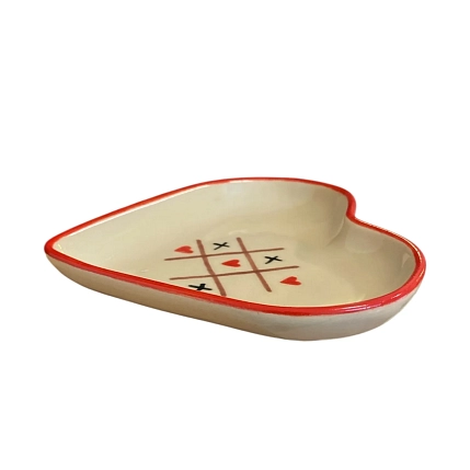 Тарелка ручной работы Ceramission в форме сердечка «Крестики / сердечки», керамика, 12см, фото 3.