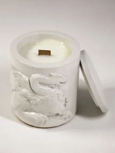 Соевая свеча «Грифон» с ароматом пачули и ванили в гипсовом стакане, белая, 130 мл