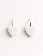 Серьги Elizabeth Madar Сердечки, керамика, молочные