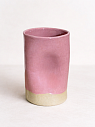Мятый стакан ручной работы розовый, керамика, 200 мл, превью фото 2