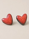 Серёжки-гвоздики ручной работы Мария Гордеева Сердечки, керамика, бледно-красные, превью фото 2