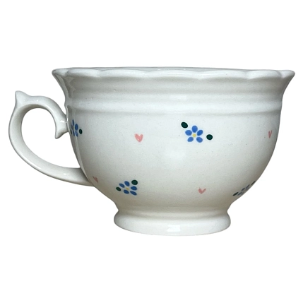 Чашка для чая ручной работы Slowday Ceramics с незабудками «Винтаж», полуфарфор, 250 мл, фото 2.