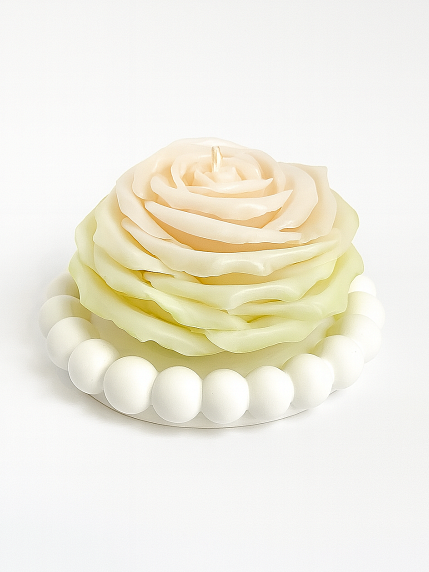 Свеча цветок «Роза», жёлто-розовая, фото 2.