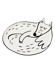 Фигурная тарелка ручной работы «Безмятежный лис», полуфарфор, 25 см