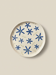 Тарелка ручной работы с росписью Синие цветы, керамика, 20 см