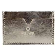 Визитница ручной работы, Kokosina bags, натуральная кожа, металлик