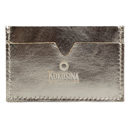 Визитница ручной работы, Kokosina bags, натуральная кожа, металлик, фото 1.