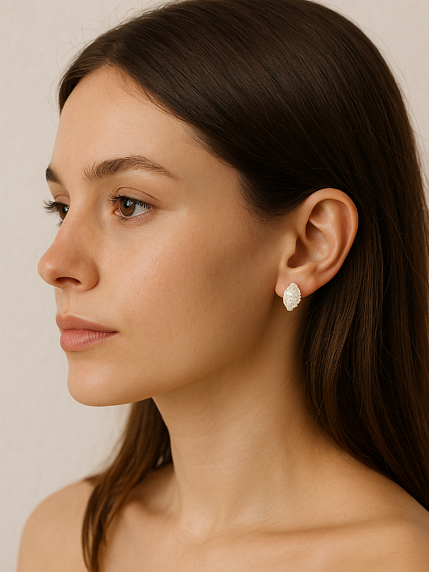 Сережки-гвоздики «Ракушки-улитки», белые, фарфор, в ассортименте, фото 5.