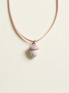 Чокер ручной работы «Клубничка» на ленточке, керамика, розовый