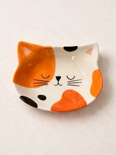 Миска ручной работы Катякерамика «Котик рыжий» 14,5 см, полуфарфор
