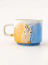 Кружка ручной работы с фигуркой «Лошадка», оранжево-голубая, полуфарфор, 250 мл, превью фото 1