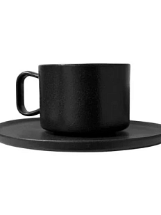 Чайная пара ручной работы чёрная, керамика, 200 мл