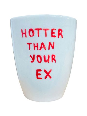 Стакан ручной работы с дизайном «Hotter than your ex», полуфарфор, 350 мл, фото 1.