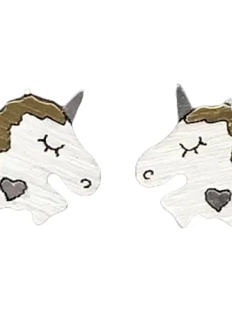 Серёжки-гвоздики «Единорожки», дерево