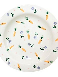 Тарелка ручной работы с морковками и сиреневыми цветочками «Винтаж», керамика, 20 см