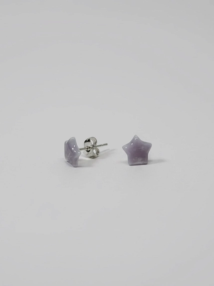 Серёжки-гвоздики КерамЕлКа «Маленькие звёздочки», фиолетовые, фарфор, фото 1.