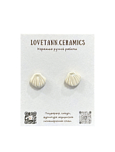 Серёжки-гвоздики «Перламутровые ракушки», полуфарфор