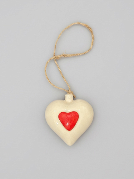 Ёлочная игрушка сердце «Всё сбудется», керамика, фото 2.