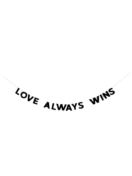 Бумажная гирлянда из букв Tak.sebe.prazdnik «LOVE ALWAYS WINS», чёрная, картон, 240 г/м², фото 1.