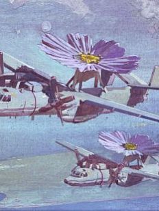 Картхолдер двойной, «Самолеты», экокожа, художник Василий Аникин