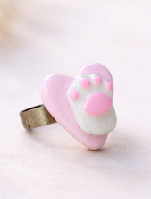 Кольцо Радость Рядом «Лапка в сердце», незамкнутое, полимерная глина, розовое