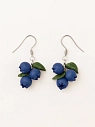 Серьги Подарки руками «Голубика с листиком», полимерная глина, превью фото 1