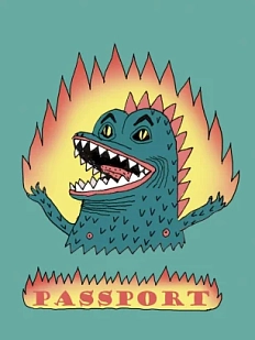 Обложка на паспорт Валя Карнавалова «Орущий рептилоид», голубая, ПВХ