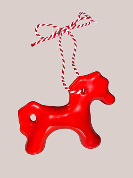 Ёлочная игрушка ручной работы «Лошадка 3д», красная, 8,5 см, фото 1.