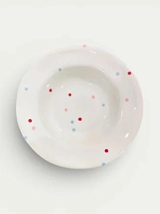 Тарелка шляпа ручной работы ММ керамика в разноцветный горошек, 26 см