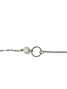 Браслет ручной работы Кольцо и шар, белый, ювелирная сталь