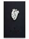 Брошь ручной работы Bulygin «Сердце», бело-серебристая, фарфор, превью фото 1