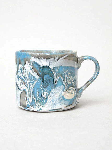 Кружка ручной работы Тата вытворяет/NF ceramics «Отдохни до того, как устал», серо-голубая, 500 мл, фото 2.