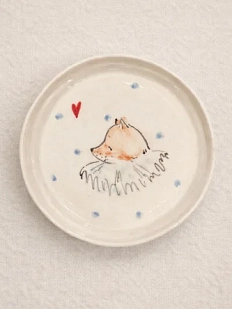 Тарелка ручной работы НАДО ЖЕ с росписью «Лис в жабо», белая, керамика, 14 см