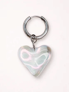 Моносерьга «Сердечко» прозрачная, полимерная глина