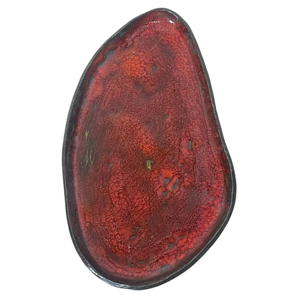 Блюдце ручной работы бордовое, керамика, 24 см, фото 1.